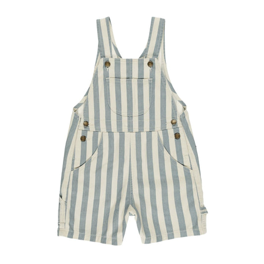 Denim Shortalls || Ocean Stripe