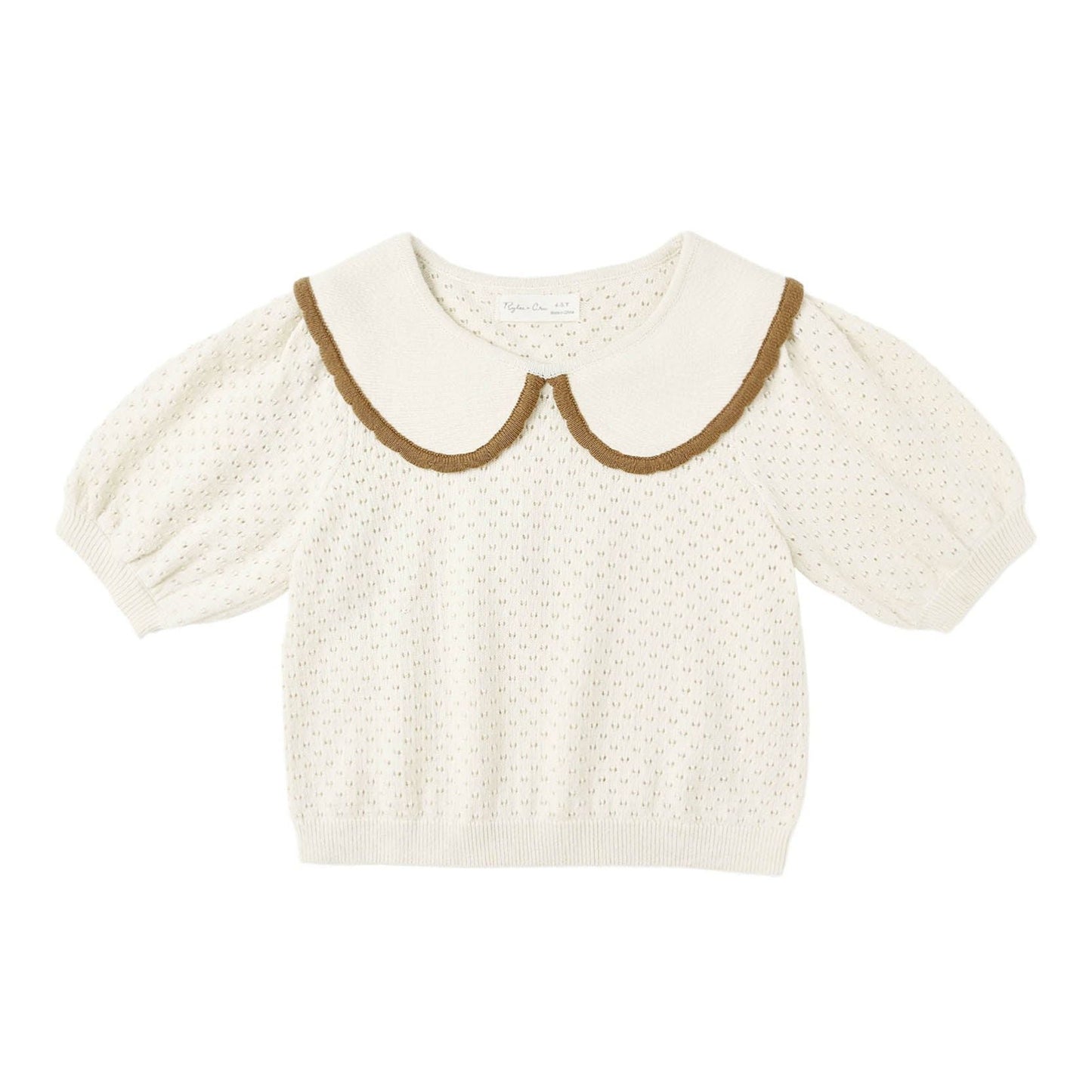 Pointelle Collared Top || Natural