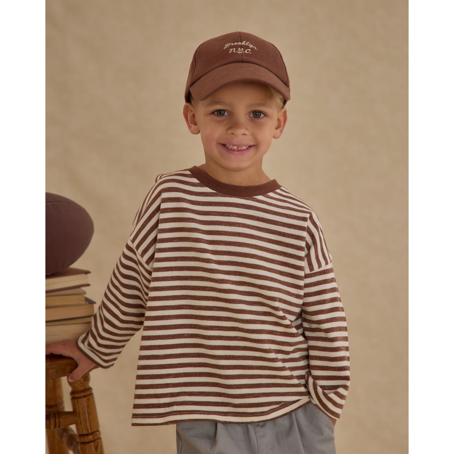 Camden Long Sleeve Tee || Brown Stripe