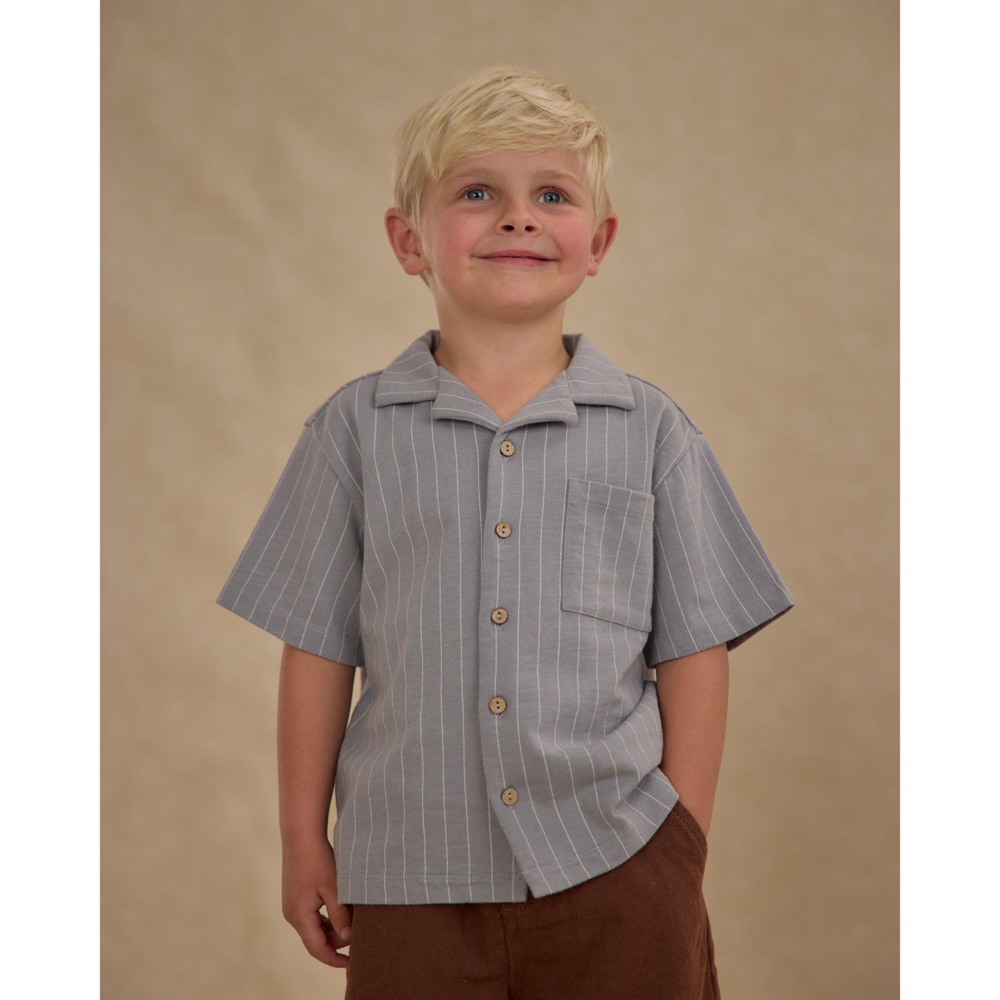 Lapel Collar Shirt || Blue Stripe