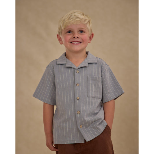 Lapel Collar Shirt || Blue Stripe