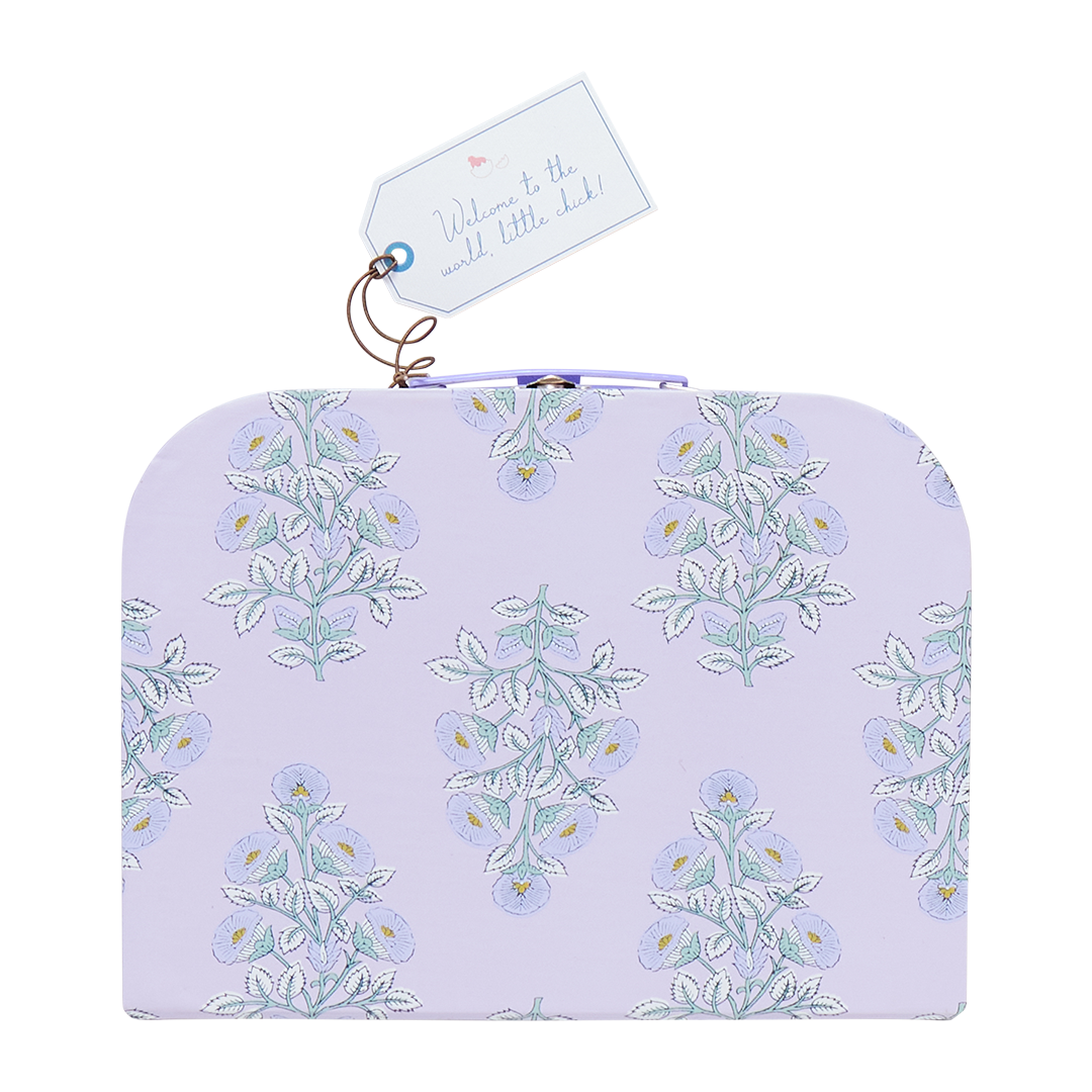 Nesting Box Baby Take Home Set - Lavender Bouquet Floral Blockprint