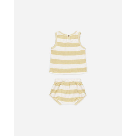 Terry Tank + Short Set || Yellow Stripe