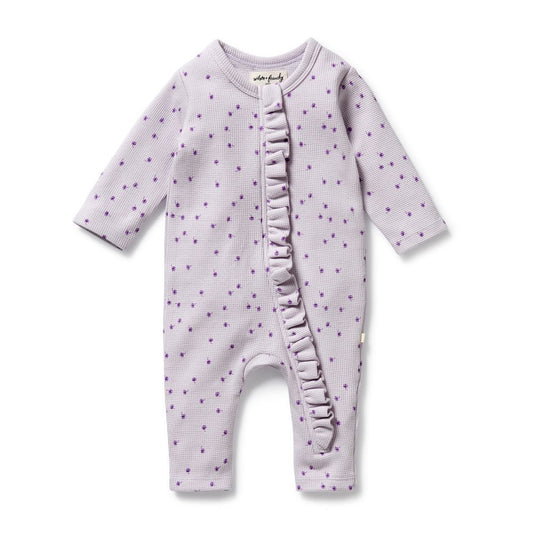 Lulu Daisy Organic Waffle Ruffle Zipsuit by Wilson and Frenchy ā made from organic cotton