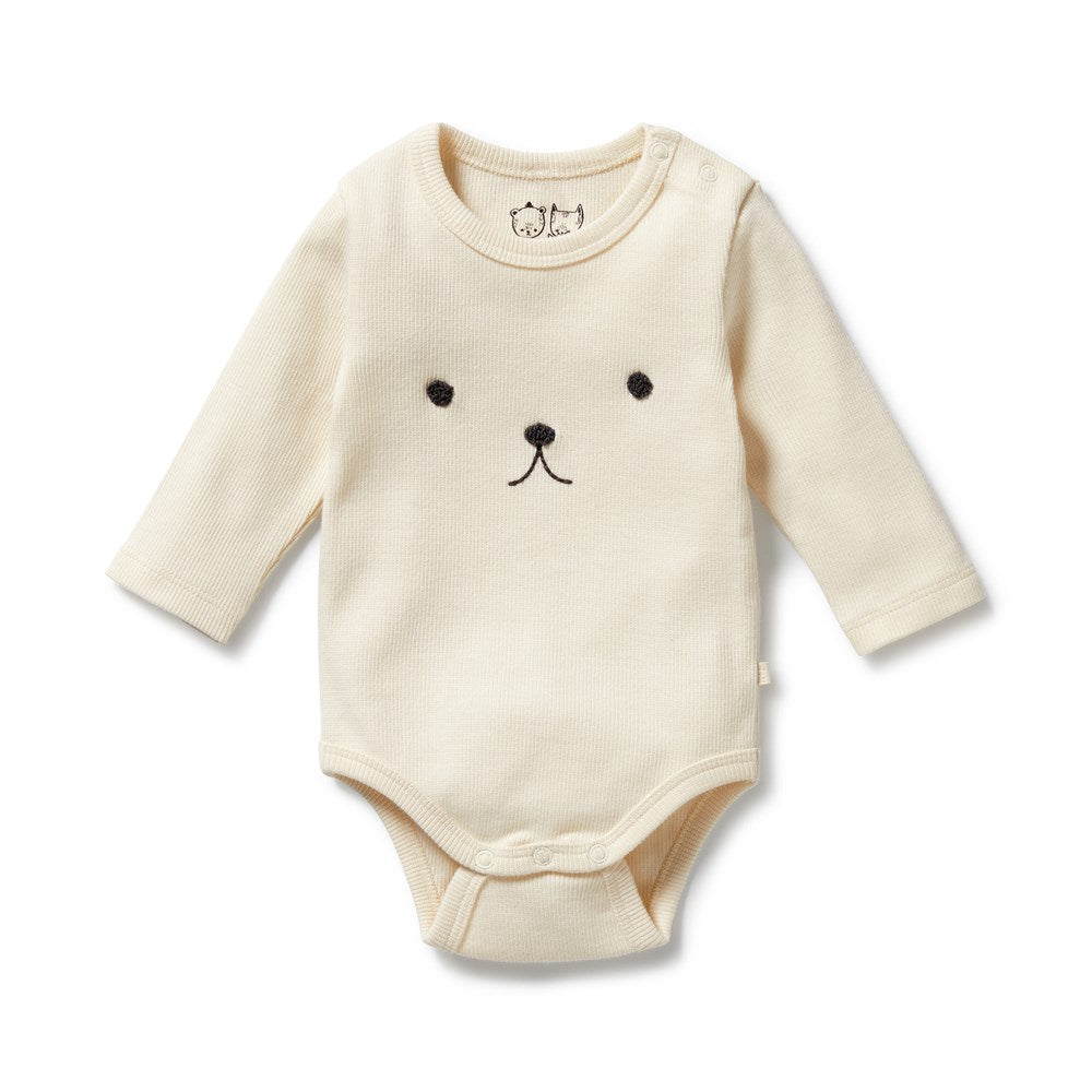 Buttermilk Organic Rib Long Sleeved Bodysuit by Wilson and Frenchy – made from organic cotton