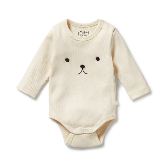 Buttermilk Organic Rib Long Sleeved Bodysuit by Wilson and Frenchy – made from organic cotton