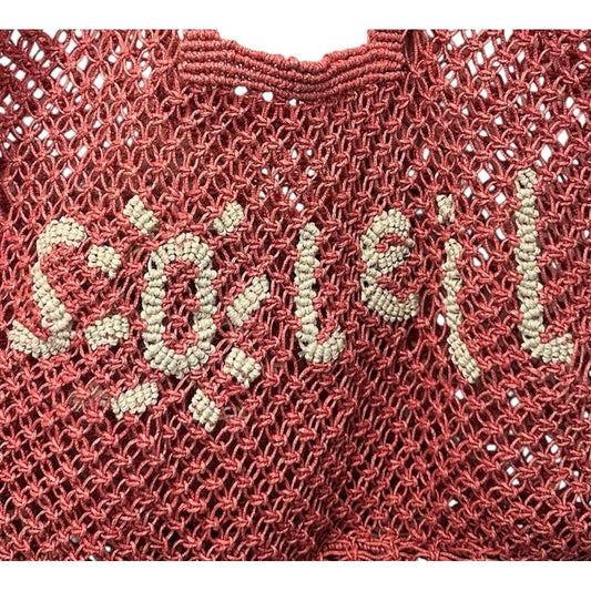 St Jean Jute Beach Tote "Soleil": Pink / OS
