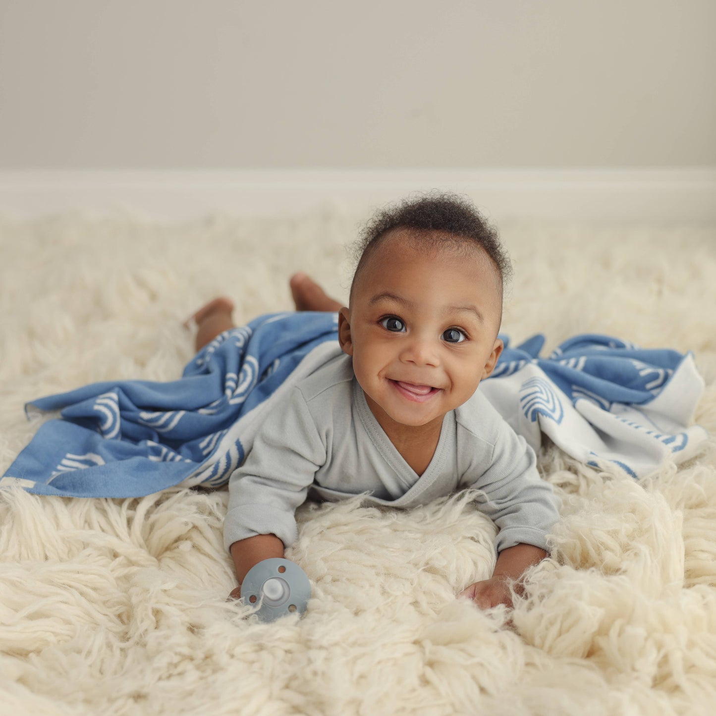 Rainbow Knit Swaddle Blanket - Brown
