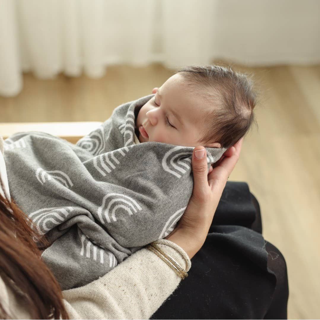 Rainbow Knit Swaddle Blanket - Brown