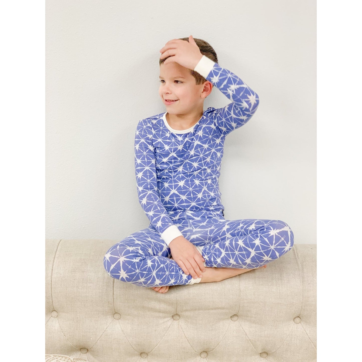 Big Kid Pajama - Blue Geo Grid