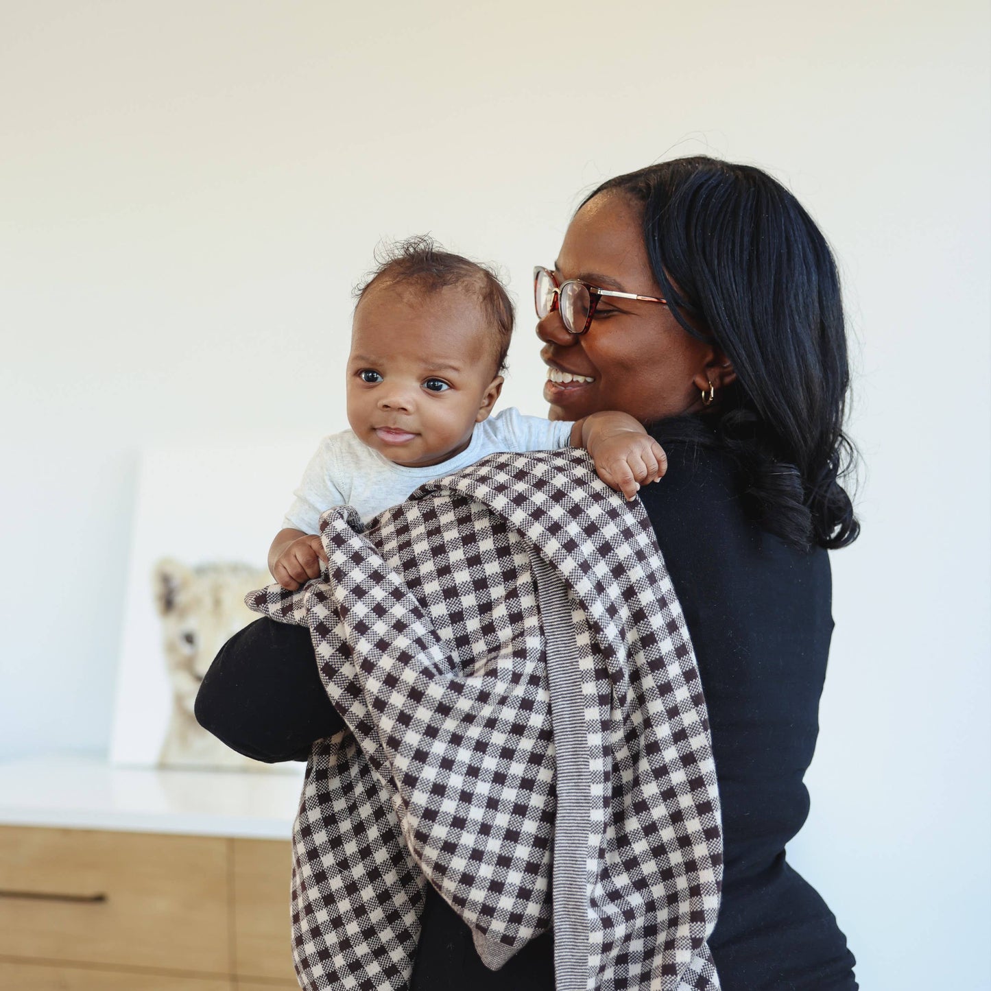 Swaddle Baby Blanket - Plaid: Beige