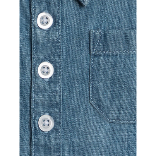 Ted Chambray Collared Romper: Chambray