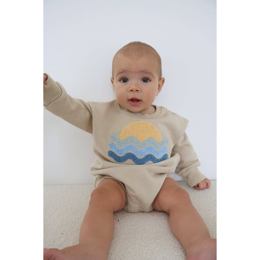 Sunset Bubble Romper: Beige
