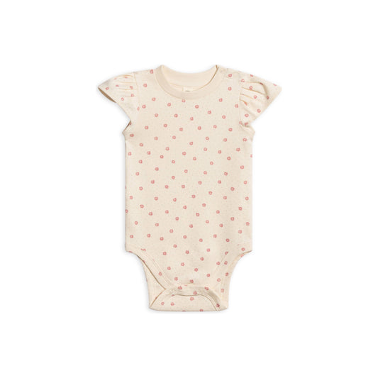 Organic Pearl Petal Sleeve Bodysuit - Carla Floral / Punch