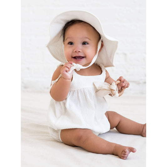 Caspia Seersucker Bubble Romper - Coconut
