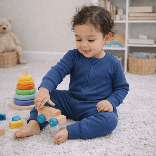 Navy Blue Rib Convertible Romper