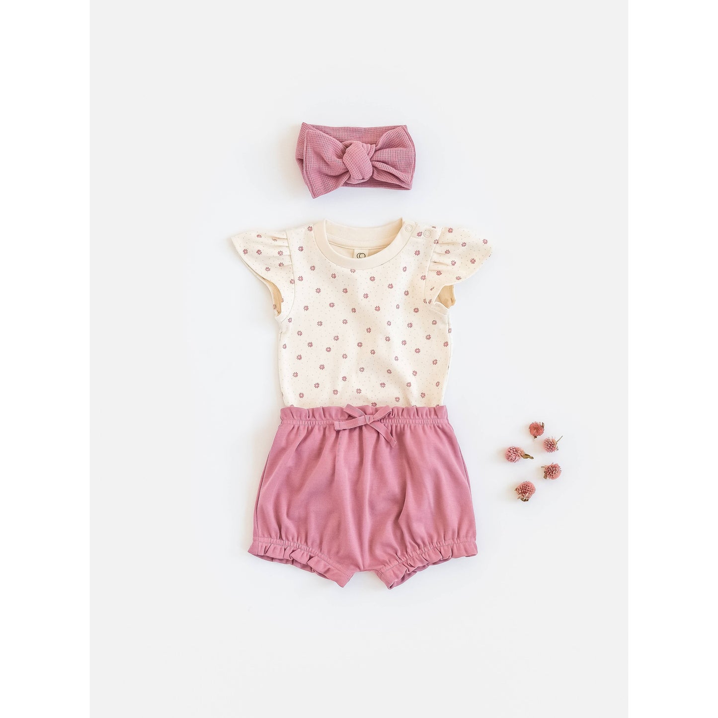 Organic Pearl Petal Sleeve Bodysuit - Carla Floral / Punch