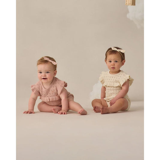 Pointelle Ruffle Romper || Natural