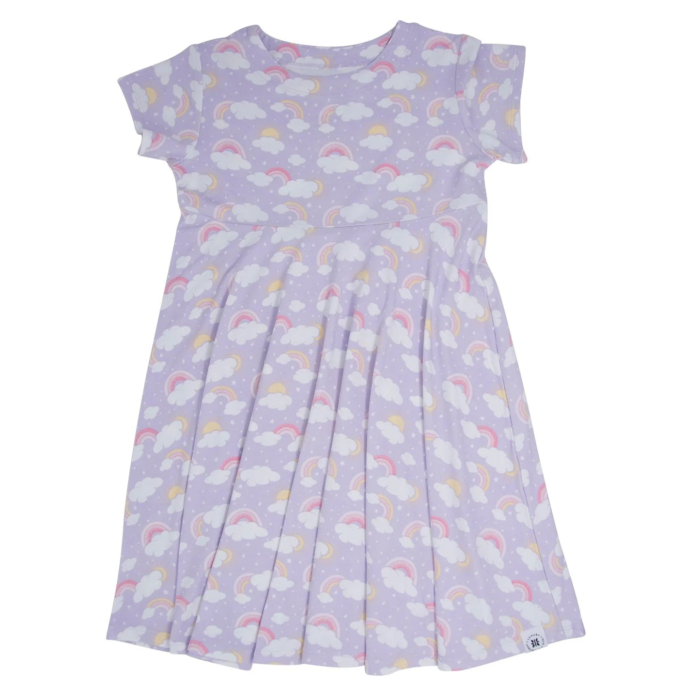 Swirly Girl Dress w/Cap Sleeve - Rainbow Clouds