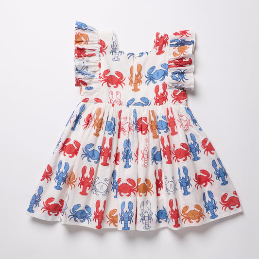 girls elsie dress - lobsters and crabs
