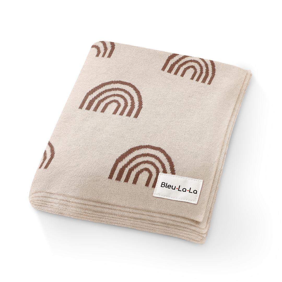 Rainbow Knit Swaddle Blanket - Brown