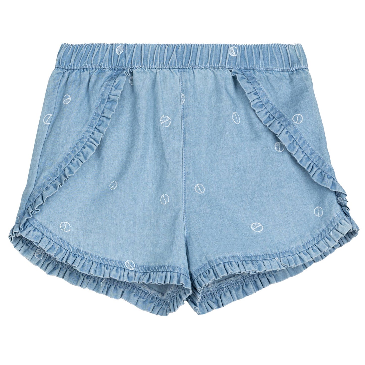 Wheel Print on Chambray Shorts