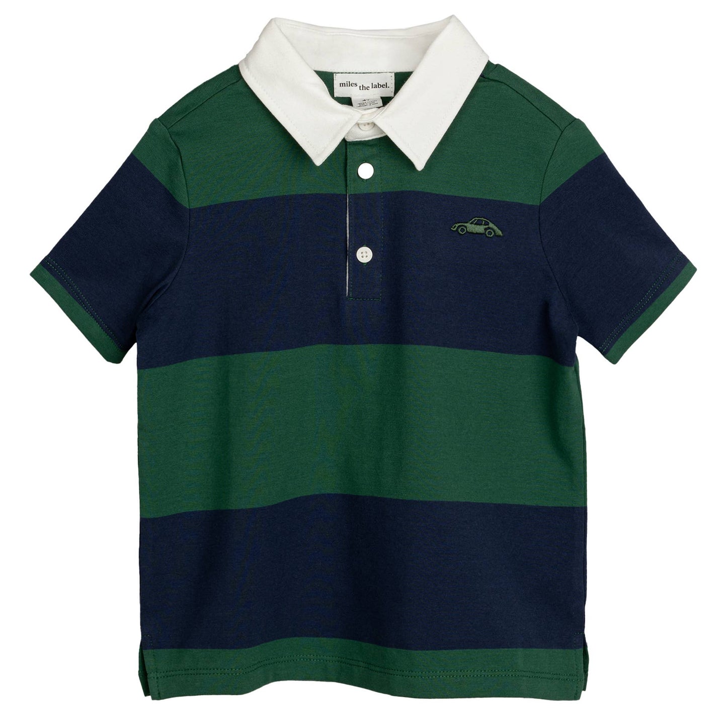 Racing Green and Navy Yarn Dye Stripe Polo