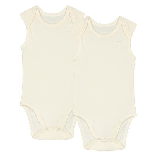 Baby Sleeveless Onesie 2 Pack - Cream