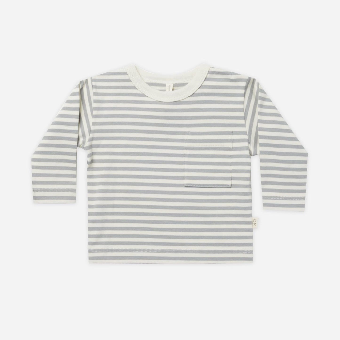 Long Sleeve Pocket Tee || Dusty Blue Stripe