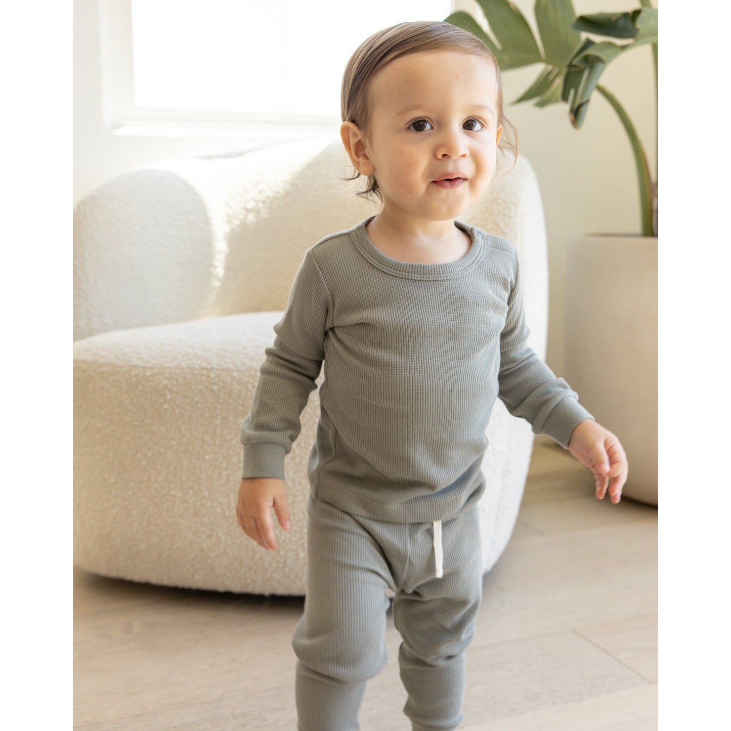 Waffle Top + Pant Set || Basil