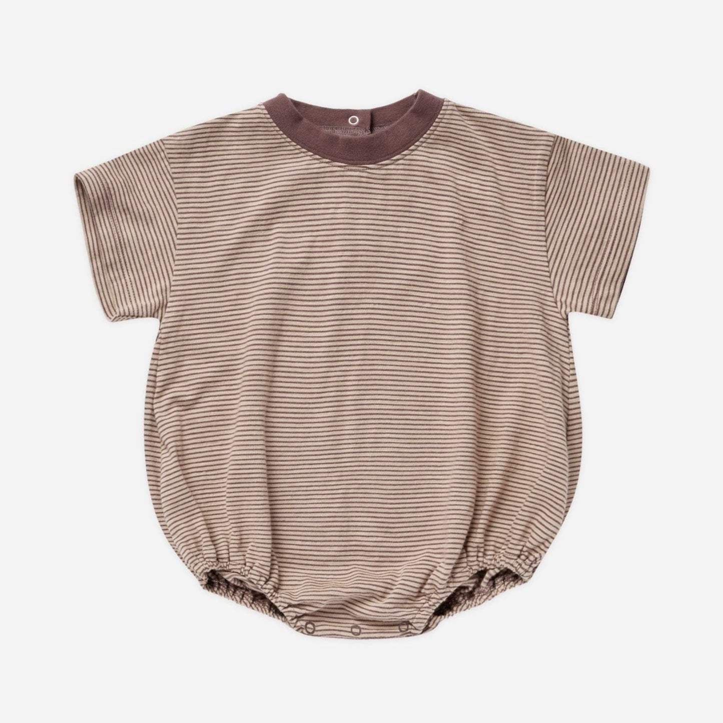 Relaxed Short Sleeve Bubble Romper || Micro Stripe