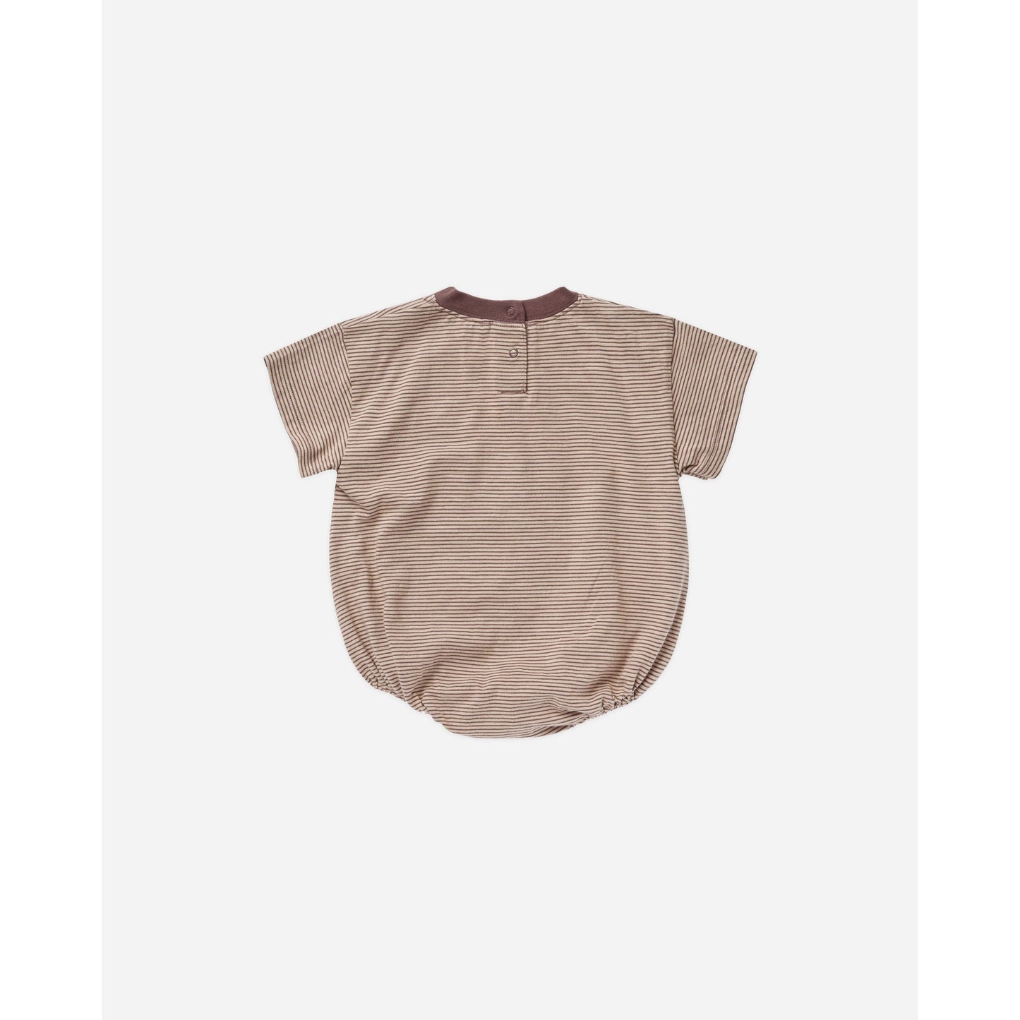 Relaxed Short Sleeve Bubble Romper || Micro Stripe