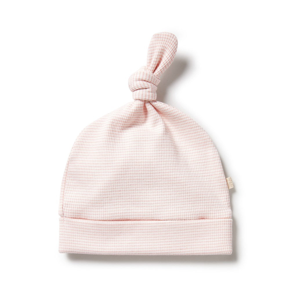 Organic Stripe Rib Knot Hat - Canteloupe
