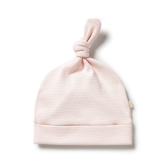 Organic Stripe Rib Knot Hat - Canteloupe