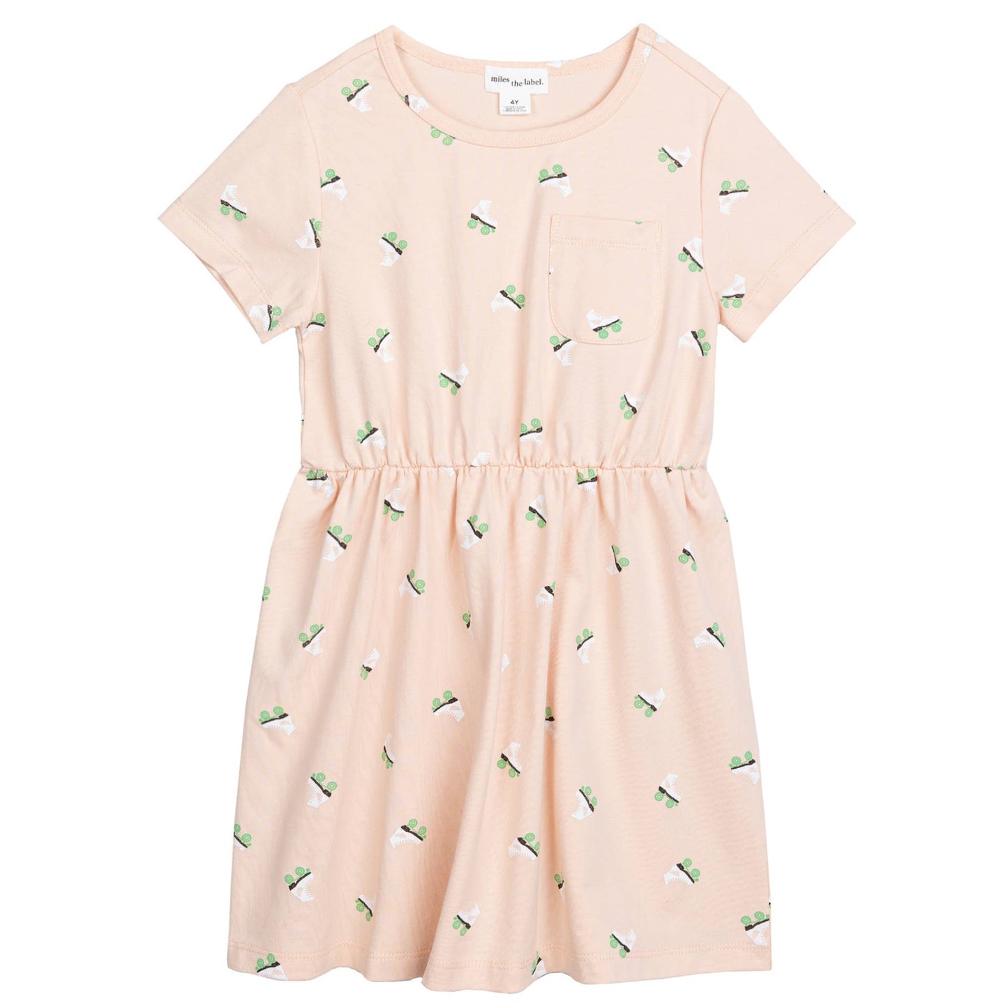 Roller Skates Print on Light Pink Jersey Dress