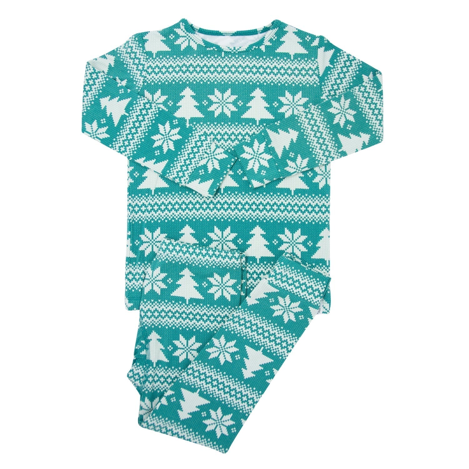 Big Kid Pajama Fair Isle Trees – sunset pine
