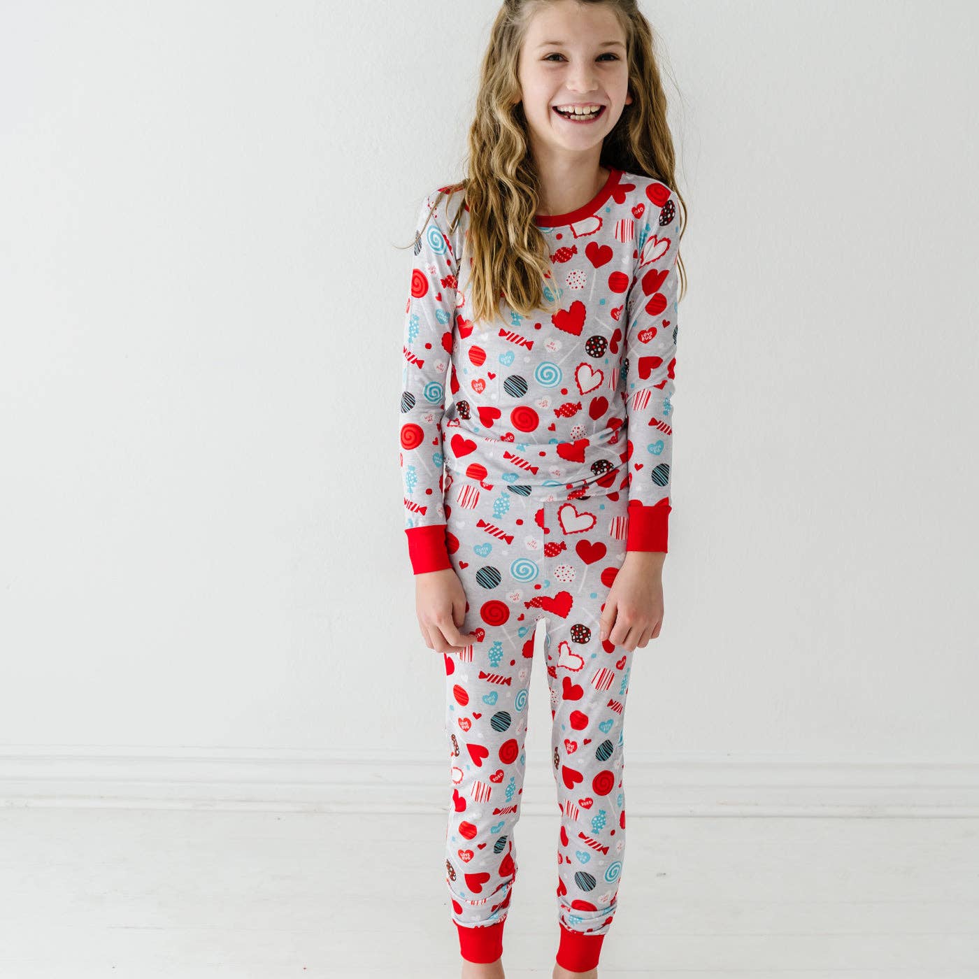 Gray Sweet Valentine Two-Piece Bamboo Viscose Pajama Set