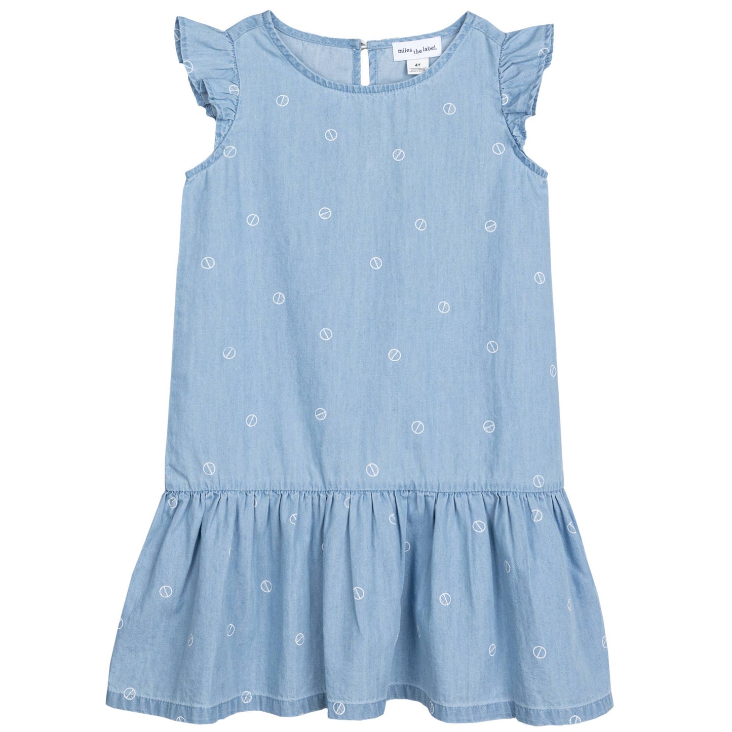 Wheel Print on Chambray Sleeveless Dress