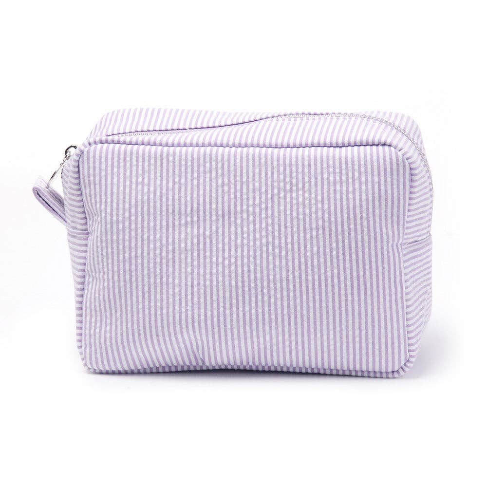 Seersucker Makeup Bag for Embroidery, Personalized Cosmetic Bag: Pink