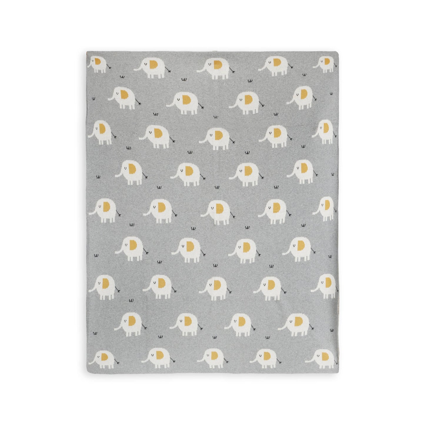Elephant - Organic Cotton Jacquard Sweater Knit Baby Blanket