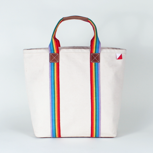 Society Canvas Leather Tote Bag: Rainbow