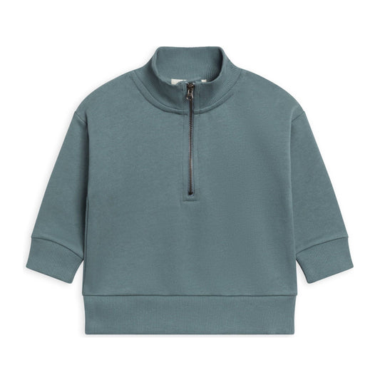 Mack Fleece Dropped Shoulder Half Zip Pullover - Teal