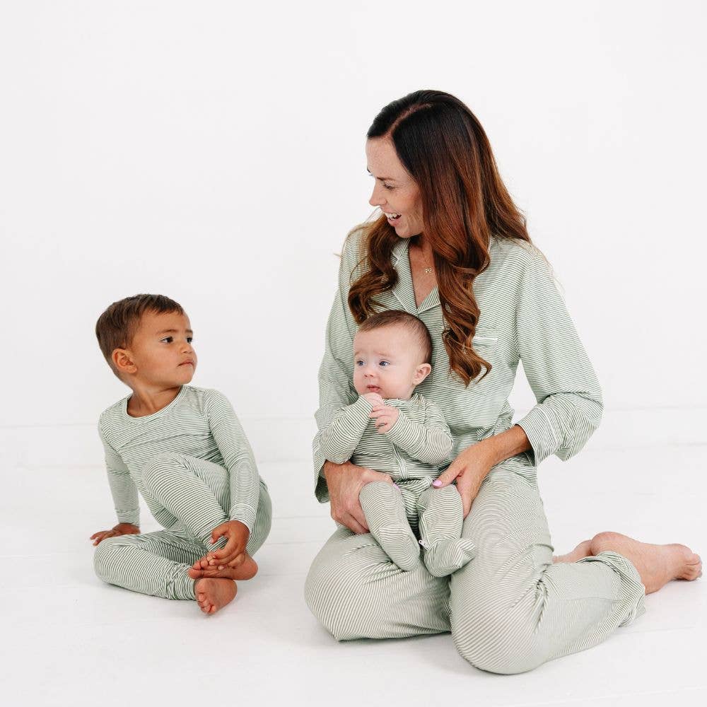 Evergreen Stripe Bamboo Kids Pajama Set