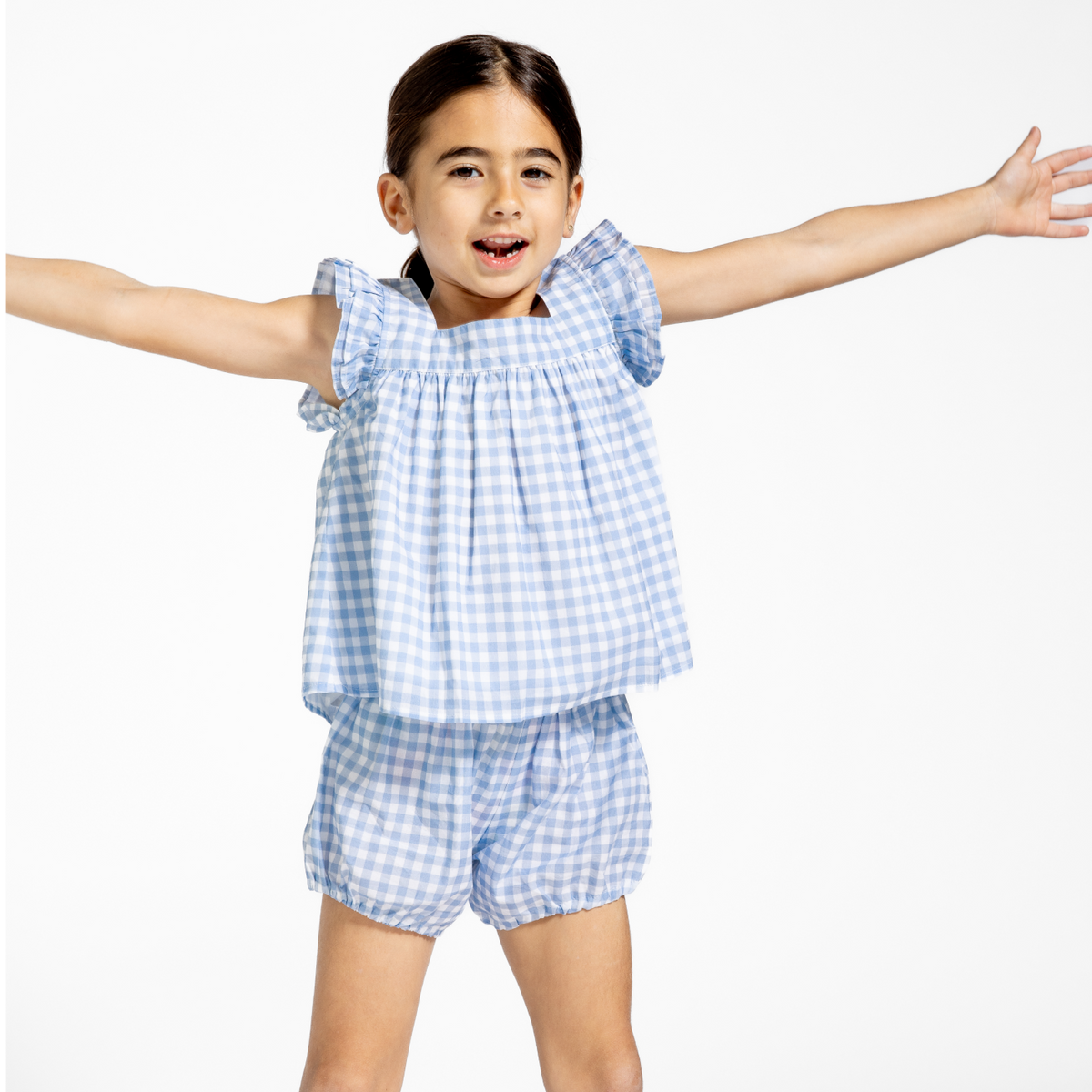 oasis blue gingham bloomer set