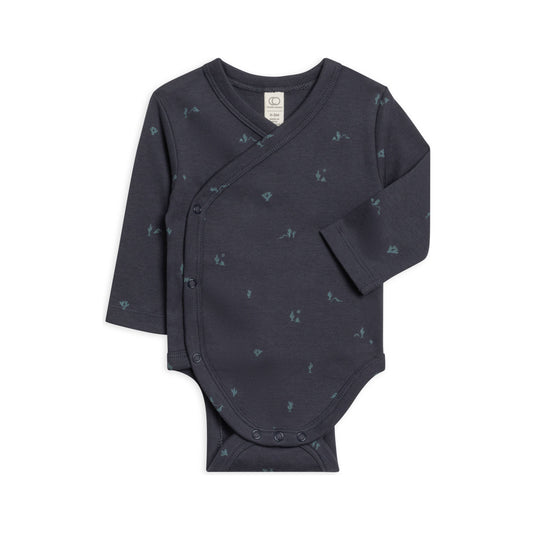 Colored Organics - Kai Kimono Bodysuit - Cactus / Navy + Teal : NB