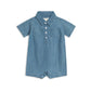 Ted Chambray Collared Romper: Chambray