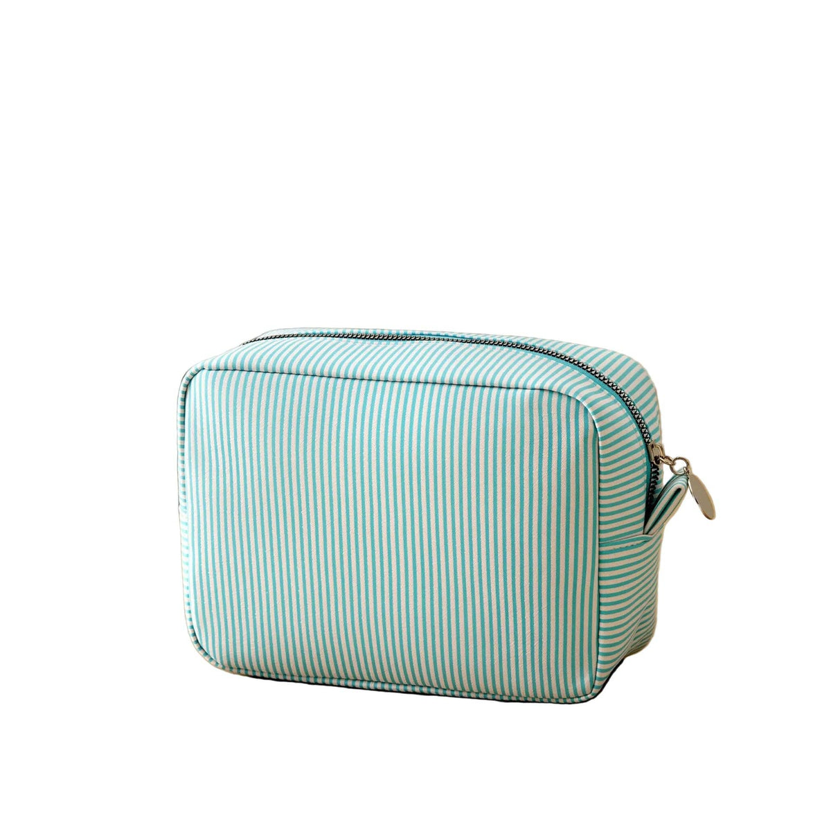 Striped Seersucker Makeup Bag For Embroidery: Purple