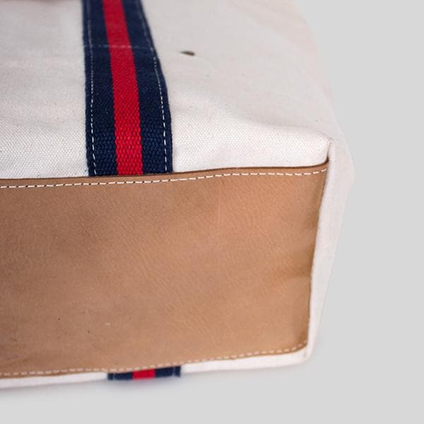 Society Canvas Leather Tote Bag: Navy Red