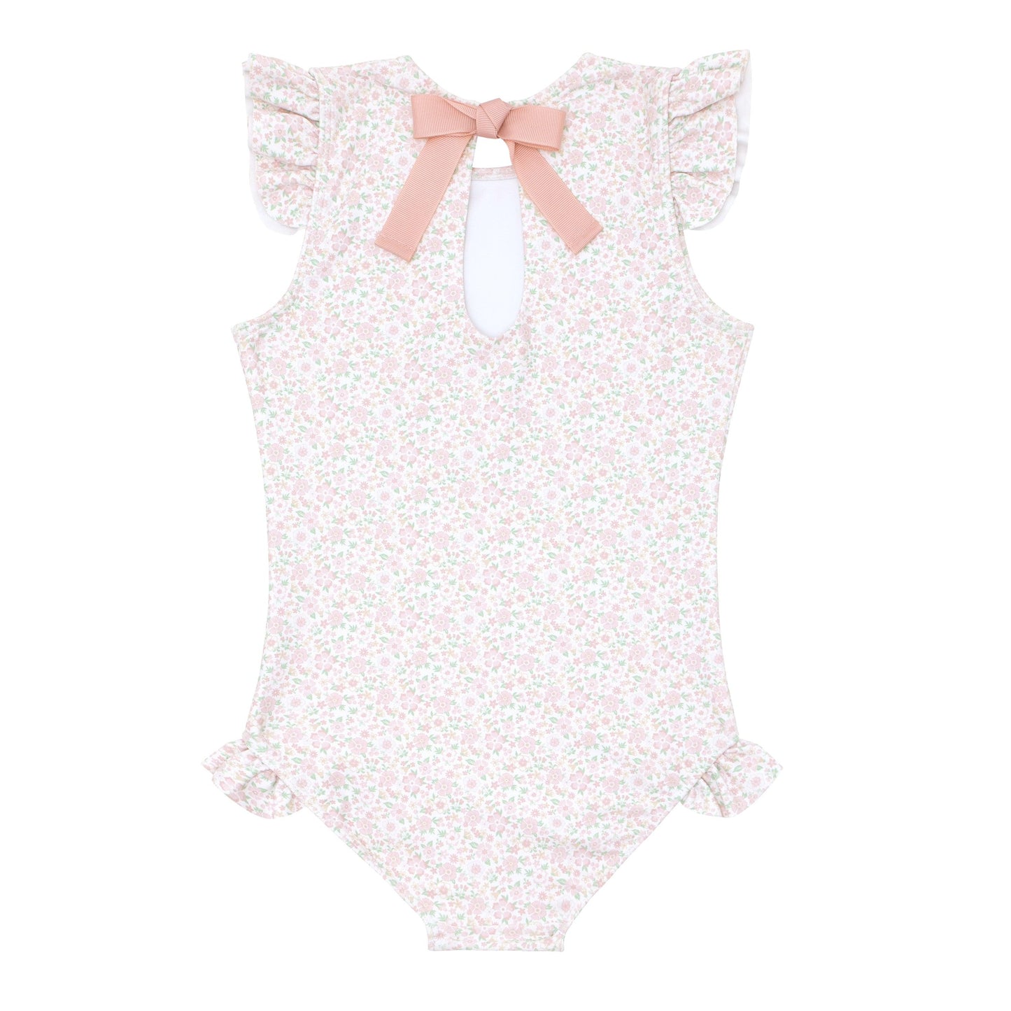 girls antique floral ruffle cap sleeve one piece