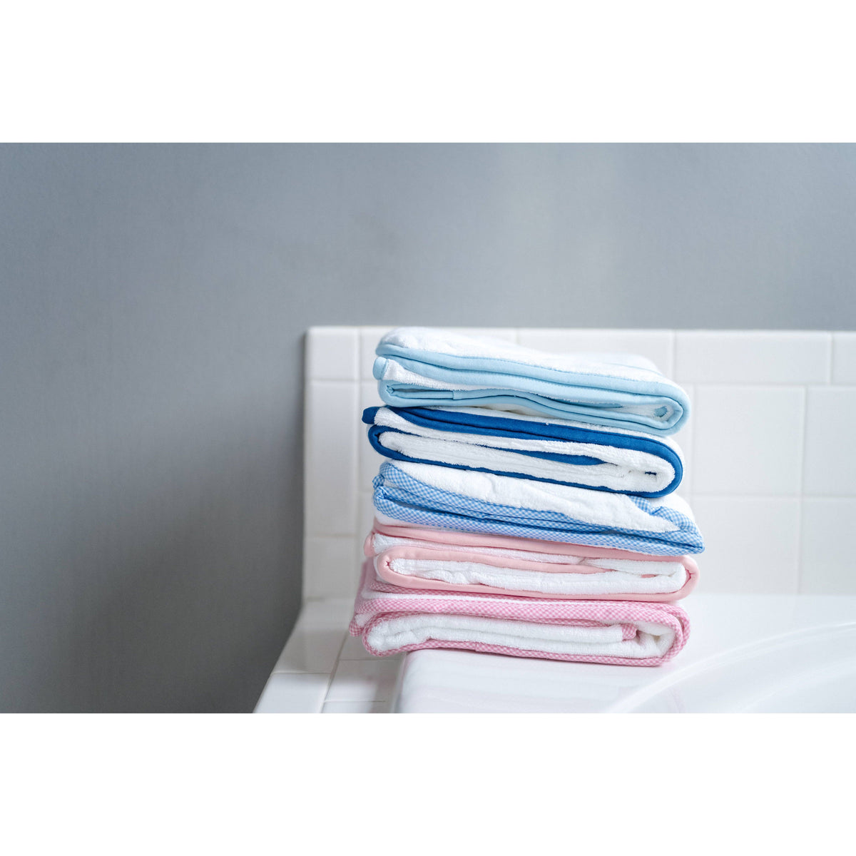 Hooded Terry Bath Towel | Blue Gingham